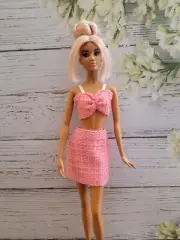 Barbie - Barbie Fashionistas 2 Piece Top and skirt Set Pink Tweed New