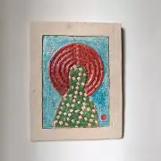 Unique Modern Decoration. Narrow wall art. Hanging ceramic art. Post punk.