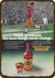 1978 KESSLER WHISKY Football Touchdown VintageLook DECORATIVE REPLICA METAL SIGN