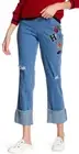 HUE U18061 Stonewash Patched Distressed Cuff Denim Skimmer Leggings, S - $48