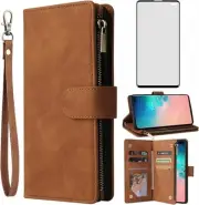 Samsung Galaxy S10 Plus Tempered Glass Screen Protector and Flip Wallet Case