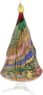 Glass Of Venice Murano Glass Christmas Tree Standing Sculpture - Red and Gold. Christmas Ornament for Holiday Decor, Italian Handmade