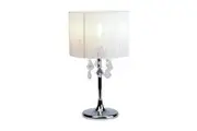 Venice Crystal Droplets Table Desk Lamp Chrome Base - White String Shade