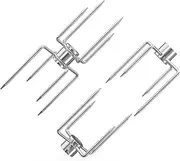 onlyfire Double Ended 8-Prong Rotisserie Fork + 4-Prong Meat Forks (2 Pieces), BBQ Grill Rotisserie Chicken Forks Kit, Fits 12 MM Hexagon & 10 MM and 8 MM Square Spit Rods