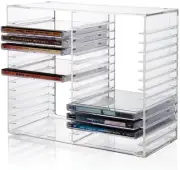 Stackable Clear Plastic CD Organizer with Rubber Feet | Rectangular