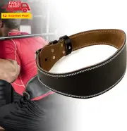 Premium Leather Weight Lifting Gym Belt Weights Padded Lumbar Back Support Power
