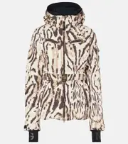 [Bogner] Bogner Ellya leopard-print belted ski jacket AU 10 brown