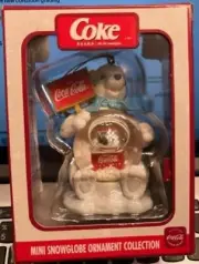 Coke Mini Snowglobe ornament collection - Polar Bear with cooler and sign