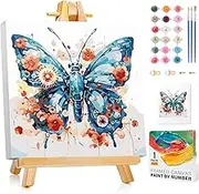 Framed Paint by Numbers Kit for Adults Beginners & Kids Ages 8-12 Without Easel, Butterfly Paint by Numbers Kit for Adults with Frame, Easy Adult Paint by Number Kits Framed Canvas (10 x 10 Inch)