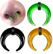 [Casvort] 3 PCS 14G-0G Cozy Glass Septum Stretching Kits Pincher Taper with O-Rings Buffalo Septum Retainers Hypoallergenic Fresh Stretch Body Piercing Retainers Ear Hangers