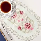 Vintage Oval Dining Table Place Mat Floral Embroidered Lace Fabric Placemats