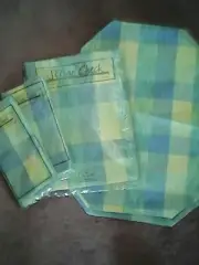 Stride Checker Table Cloth Set 9 PC New 100% Pure Cotton