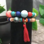 2 PC Handmade Bohemian Beaded Stackable Stretch Bracelet Set New 9945