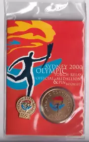 AUSTRALIAN: 2000 SYDNEY OLYMPICS TORCH RELAY MEDALLION & PIN BOOKLET #2532