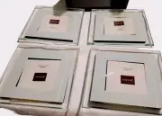 Photo Frame Glass Coasters Set Of 4 NIB Hostess Gift Barware Party See Photos