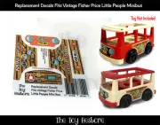 Replacement Stickers fits Vintage Fisher Price Little People Mini Bus Minibus