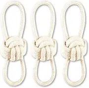 [3PCE] Pet Basic Rope Dog Toys, Natural Cotton, Thick Tug Fetch Play, Lightweight and Soft, Safe and Non Toxic, Ideal for Play at Home, Parks, Beaches, Provides Quality Play Time for You and Your Dog (30cm)