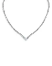 Kenneth Jay Lane Cubic Zirconia V Tennis Statement Necklace in Rhodium Plated, 17