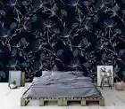 Dark Botanical Modern Home Wallpaper Mural Removeable Washable Peel & Stick