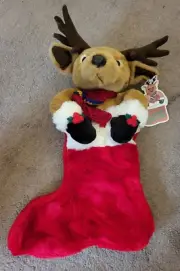 CWC Stuffed 3D Reindeer Plush Christmas Stocking 24" VTG NEW