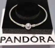 PANDORA Charm Bangle Bracelet in Sterling Silver, Size 19 Cm