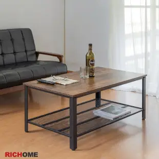 【RICHOME】伯明翰106CM工業風茶几/收納桌/置物桌/客廳桌/咖啡桌/工作桌(菱形網格設計)