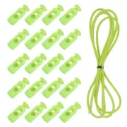 25 Pcs Double Hole Cord Locks with Elastic Cord, Light Green