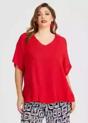 ts Taking Shape Top Size 22-24 Linen Blend V-neck Escape style NWT RRP $150
