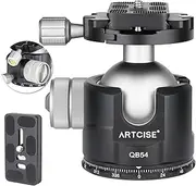 Low Profile Ball Head Unique 54mm Ball 360 Panoramic Tripod Head CNC Aluminium Alloy Metal Ball-Head Arca Swiss Quick Release Plate Max Loading 77lbs/35kg
