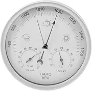 B,EdirFtra 3 in 1 Weather Station, Traditional Analog Barometer, Chrome Barometer with Thermometer Hygrometer,