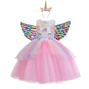 Rainbow Unicorn Tutu Dress Girls Costume