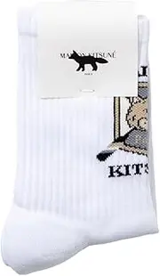 [Maison Kitsune] Maison Fox LM06405KT0010 Fox Blazon Sporty Socks, Men's