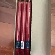 Case (6) VINTAGE FORGET ME NOT AMERICAN GREETINGS FLUTED 10” RED CANDLES NEW