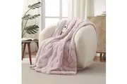 Dreamaker Basketweave Faux Fur Heated Throw Blush Pink - 130x160cm