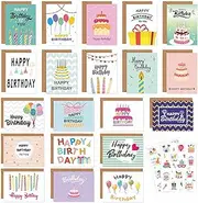 Bighan 20 Pcs Birthday Cards Assortment Happy Birthday Greeting Card with Envelopes and Stickers for Men Women and Kids Birthday Supplies 10 * 15CM