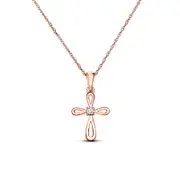 Natural Diamond Accent Loop Cross Pendant in 10K Rose Gold
