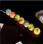 Core Memories Lamp, 7 Core Memory Lamp, 7 Cores Memories Balls, 3D Galaxy Crystal Ball Sleep Lamp Decorative USB Lights, with LED Wooden Stand(Rectangular Base-b)