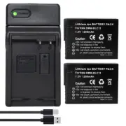 2x DMW-BLC12 Battery +Charger for Lumix DMC-G85 FZ200 FZ1000 G5 G6 G7 GH2 GX8