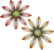 FONDOTIN Beautiful Iron Flower Wall Hanging 2pcs Art Decor for Living Spaces