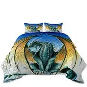 Fantasy Drawings Aerie Green Yellow Dragon Coverlet