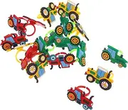 HAWILLOSCH Kids Engine Repair Toy 18 Pieces Plastic Construction Vehicle Rings for Carnival Prizes