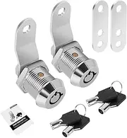 2 Pack Tool Box Lock with Keys, 5/8" Cabinet Lock Cam Lock Keyed Alike, Toolbox Lock Replacement Lock for Mailbox RV Storage Door with Manual, Zinc Alloy (2Pack，5/8 Inch)