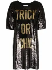 SS20 MOSCHINO COUTURE JEREMY SCOTT TRICK OR CHIC BLACK/GOLD Sequined Mini Dress