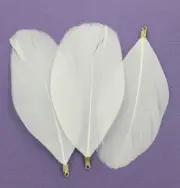 6 Feather Pendants Dyed Natural Goose Feather Earring Component White - Z704