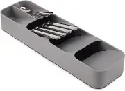 DrawerStore Compact Cutlery Silverware Organizer Kitchen Drawer Tray Small Gray