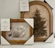Studio McGee SET OF 2 Vintage Christmas Tree And Christmas Swan Wall Art