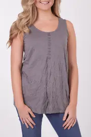 Plain Crush Buttoned Singlet--GOR-102847A