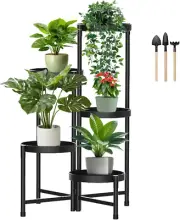 Plant Stand Indoor,5Tiered Metal Foldable Outdoor Corner Tall Plant Shelf for...