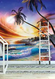 Tropical Beach Under Sunset Removable Wall Mural