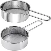 GRADENEVE 2pcs Mini Handheld Flour Sifter with Mesh for Baking Powdered Sugar Duster Stainless Steel Sieve for Coffee and Tea Compact Baking Gadgets for Home and Travel